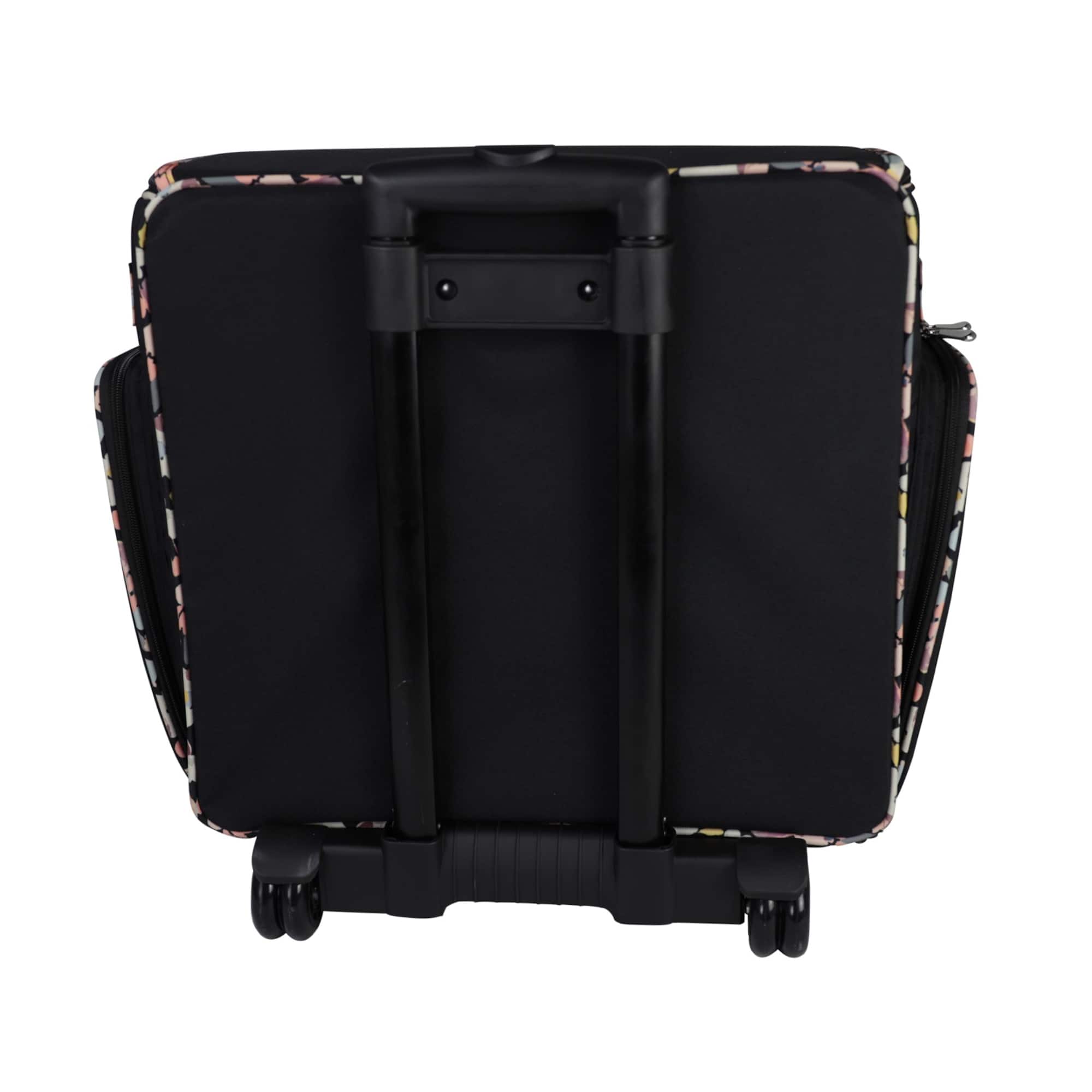 Everything Mary Black Floral Deluxe Collapsible Rolling Craft Bag